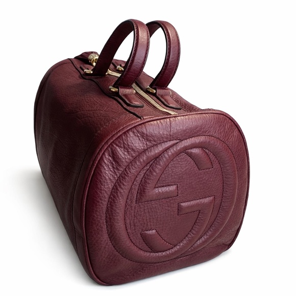 Gucci Handbags - Gucci SoHo Bordeaux Leather Bowler Boston Bag Interlocking GG With COA and Dusty
